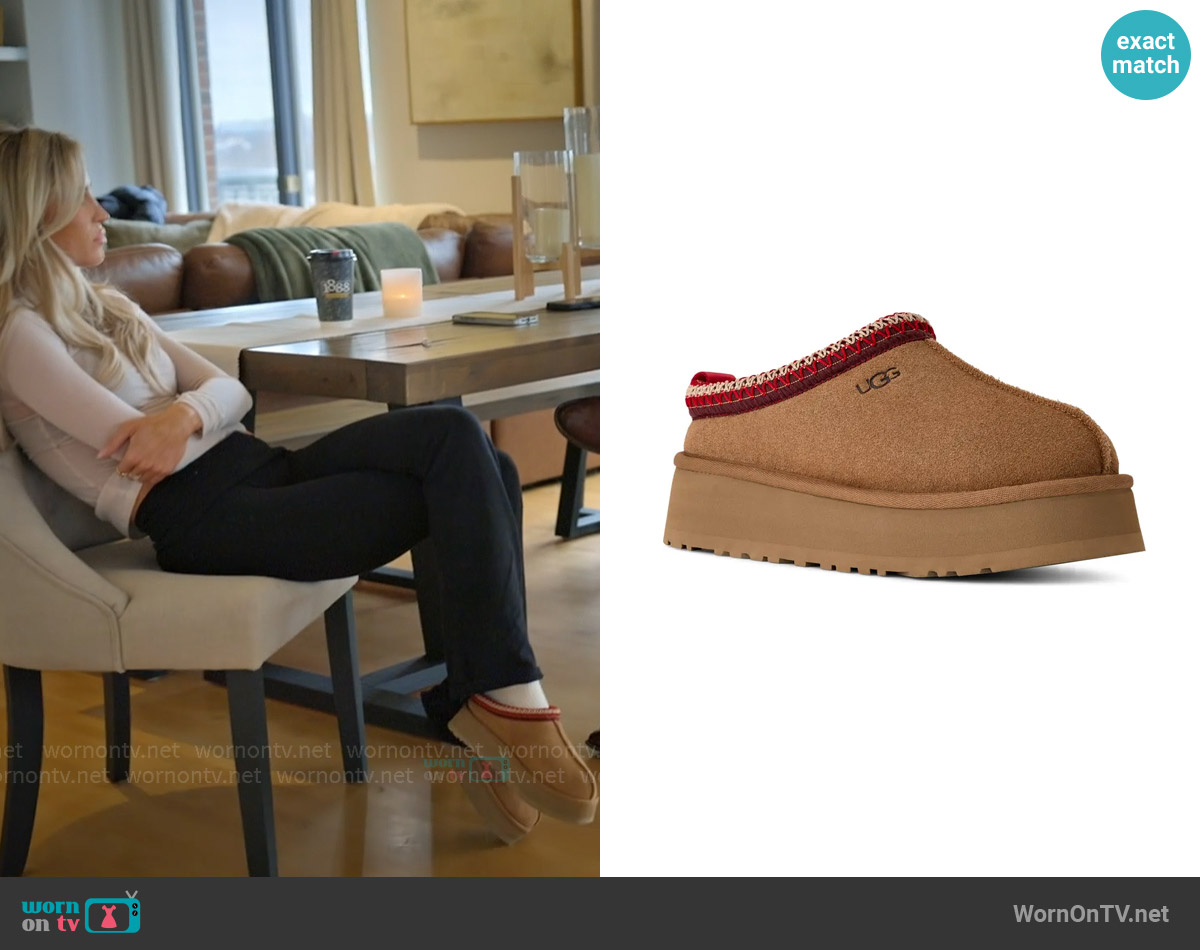 Ugg Tazz II Genuine Shearling Lined Platform Slipper worn by Allie Eklund on The McBee Dynasty Real American Cowboys
