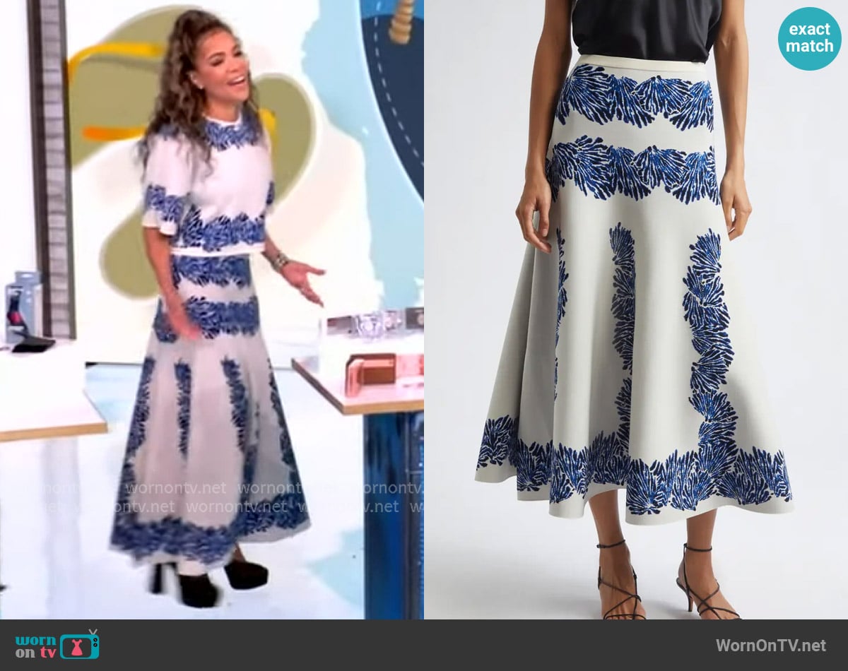 Ulla Johnson Alessia Jacquard Skirt worn by Sunny Hostin on The View