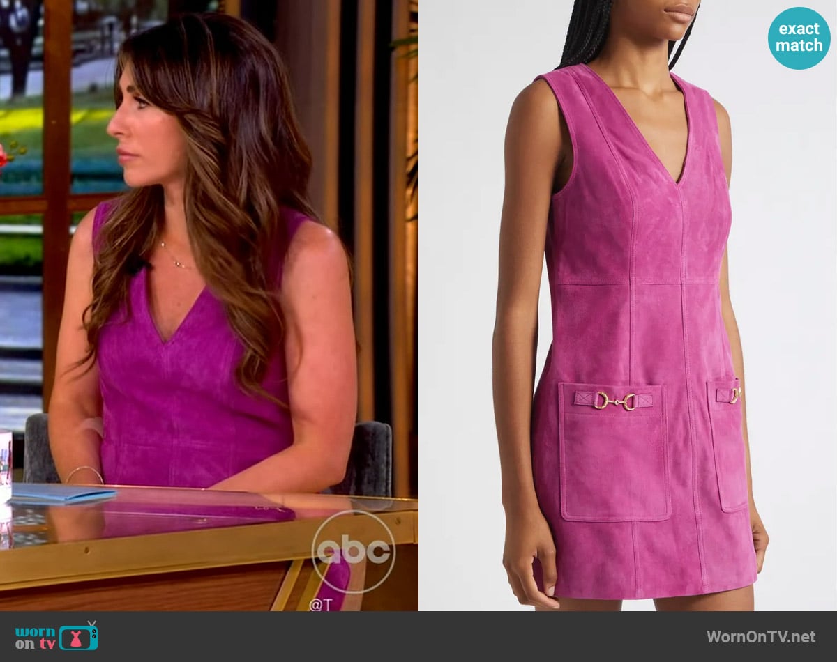 Alyssa’s pink suede mini dress on The View Alyssa’s pink suede mini dress on The View