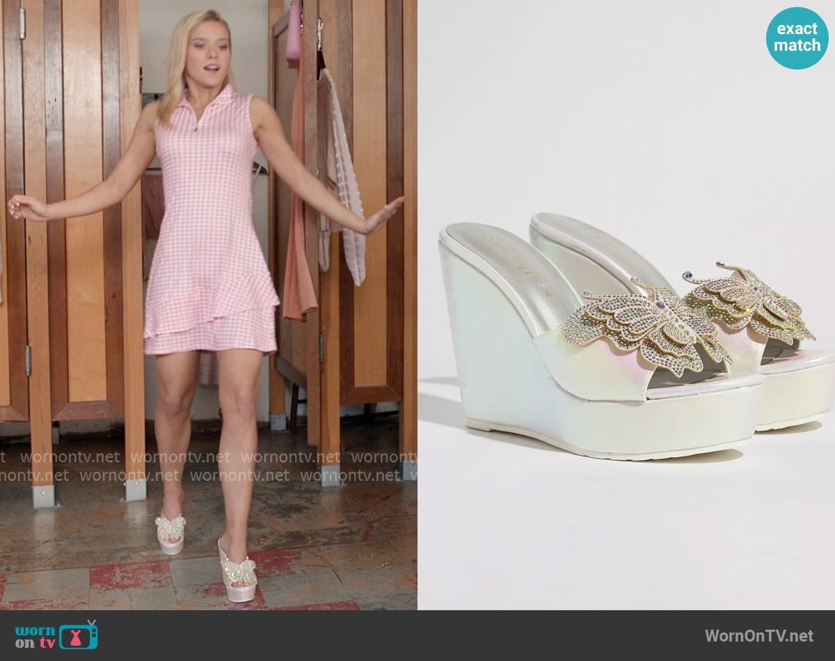 Urban Outfitters Sparkl Mackenzie Butterfly Wedge Heel worn by Elle Woods (Lexi Minetree) on Elle