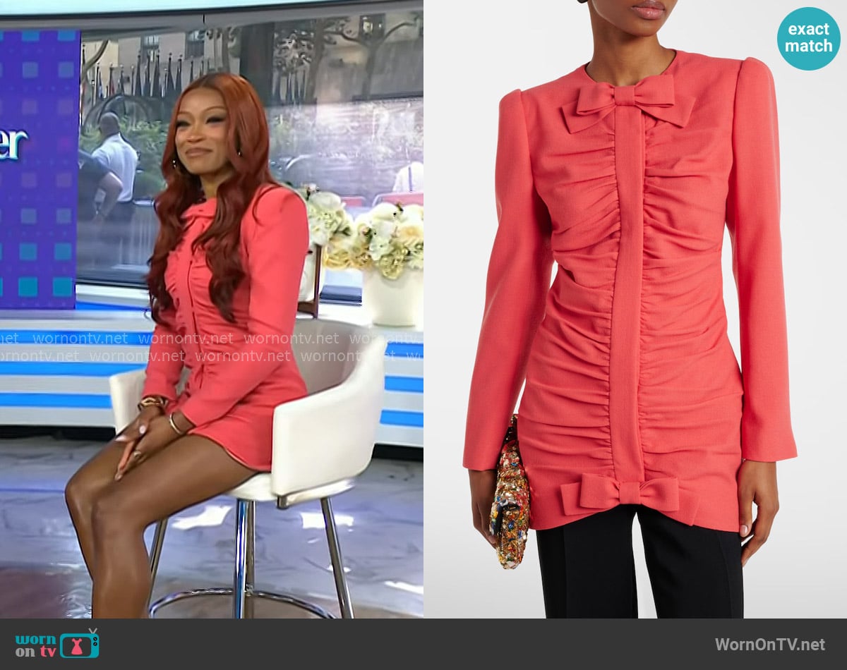 Keke Palmer’s pink gathered mini dress on Today