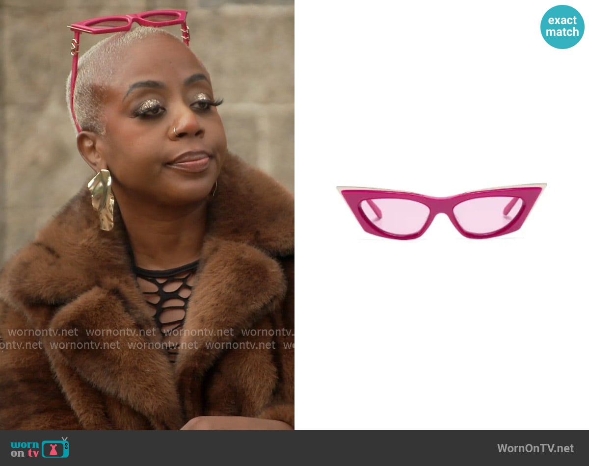 Valentino Garavani V-Goldcut I cat-eye sunglasses worn by Pinky Cole on The Real Housewives of Atlanta