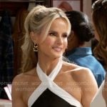 Vanessa’s black and white halter neck jumpsuit on Beyond the Gates