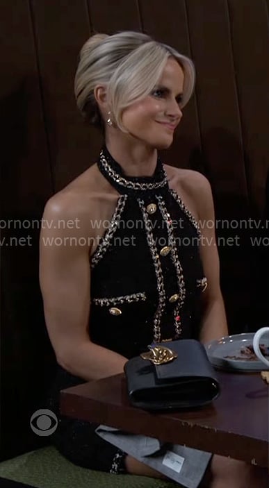 Vanessa’s tweed button front dress on Beyond the Gates