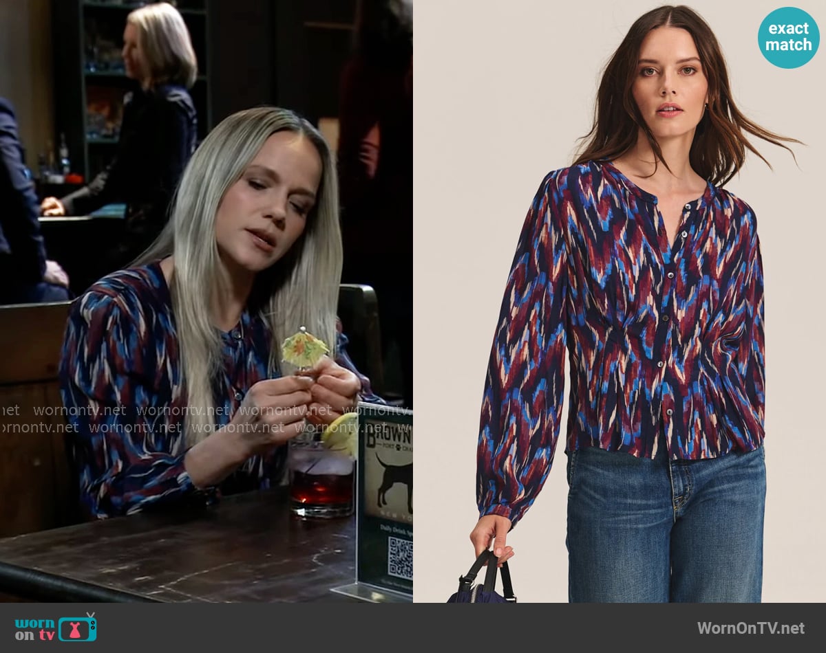 Velvet by Graham & Spencer Estella Blouse worn by Lulu Spencer (Alexa Havins Bruening) on General Hospital