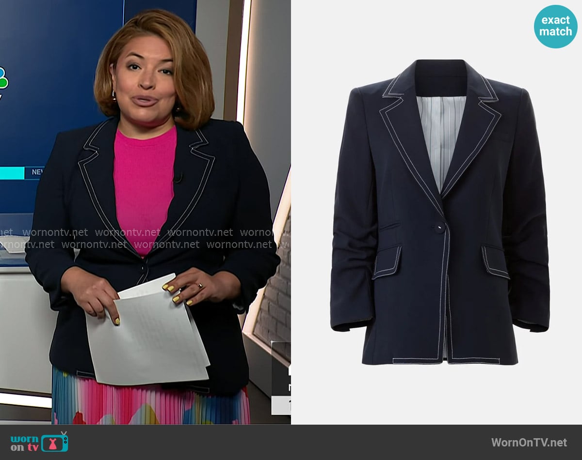 Veronica Beard Battista Dickey Jacket in Navy worn by Gilma Avalos on NBC News Daily
