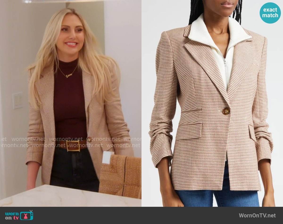 Veronica Beard Battista Houndstooth Check Dickey Jacket worn by Gina Kirschenheiter on The Real Housewives of Orange County