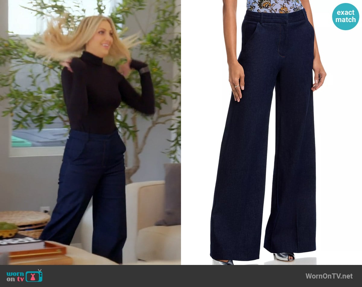 Veronica Beard Crue Wide Leg Pants worn by Gina Kirschenheiter on The Real Housewives of Orange County