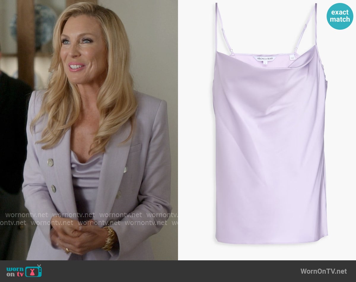 Veronica Beard Sola draped silk-blend satin camisole worn by Eva Woods (June Diane Raphael) on Elle