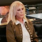 Vicki’s green military satin jacket on The Real Housewives of Orange County