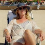 Vicki’s monogram one shoulder swimsuit on The Real Housewives of Orange County