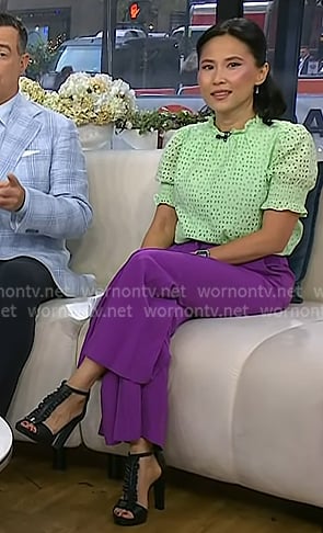 Vicky's black ruffle leather heel sandals on Today