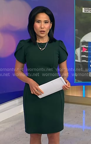 Vicky’s green short sleeve dress on NBC News Daily