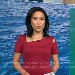 Vicky's red asymmetric neck sheath dress on NBC News Daily