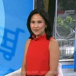 Vicky’s red ruffle neck sleeveless top on Today