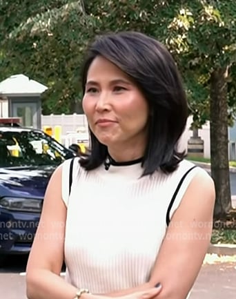 Vicky's white ribbed knit top on Today