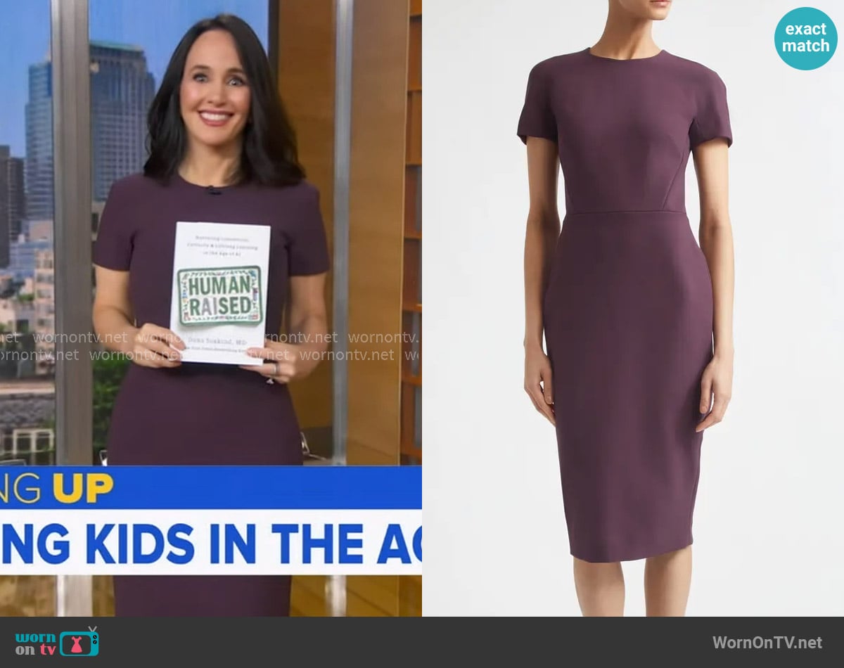 Victoria Beckham Stretch Crepe Sheath Dress in Fig worn by Dr. Dana Suskind on Good Morning America