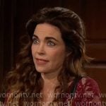 Victoria's dark red lace v-neck top on The Young and the Restless