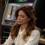 Victoria’s ivory tie-neck sweater on The Young and the Restless