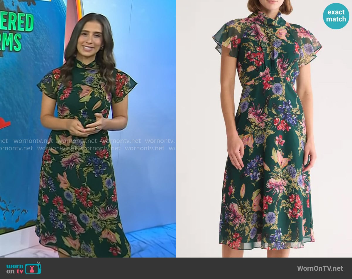 Vince Camuto Floral Short Sleeve Chiffon Midi Dress worn by Angie Lassman on Today