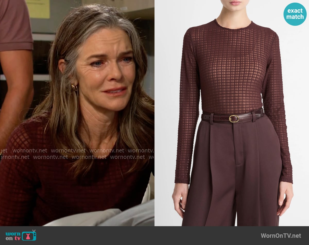 Diane’s sheer checked top on The Young and the Restless