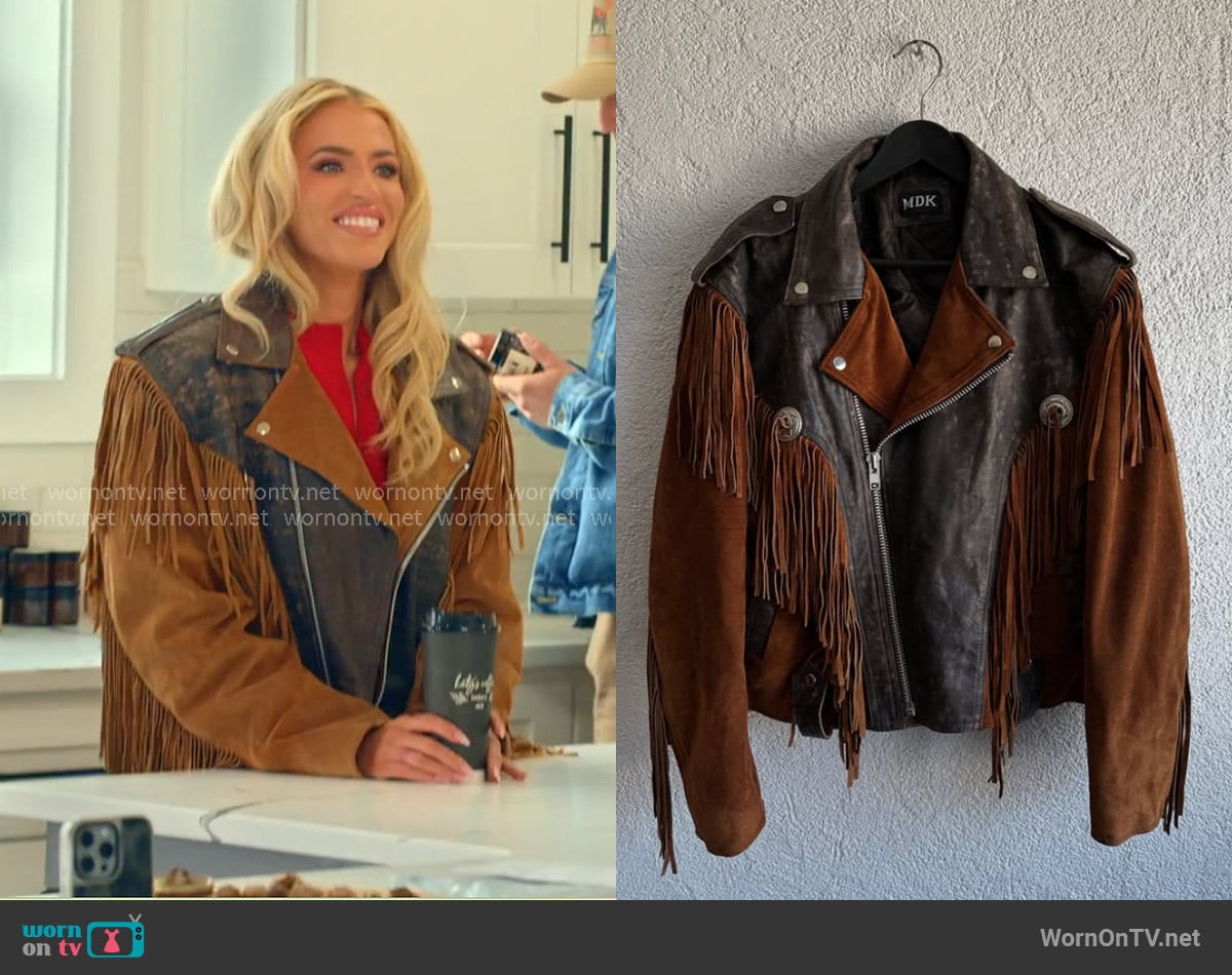 Vintage Fringe Biker Jacket worn by Allie Eklund on The McBee Dynasty Real American Cowboys