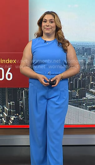 Violeta’s blue belted jumpsuit on NBC News Daily