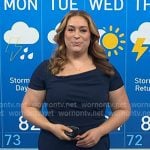Violeta's navy asymmetric neck jumpsuit on NBC News Daily