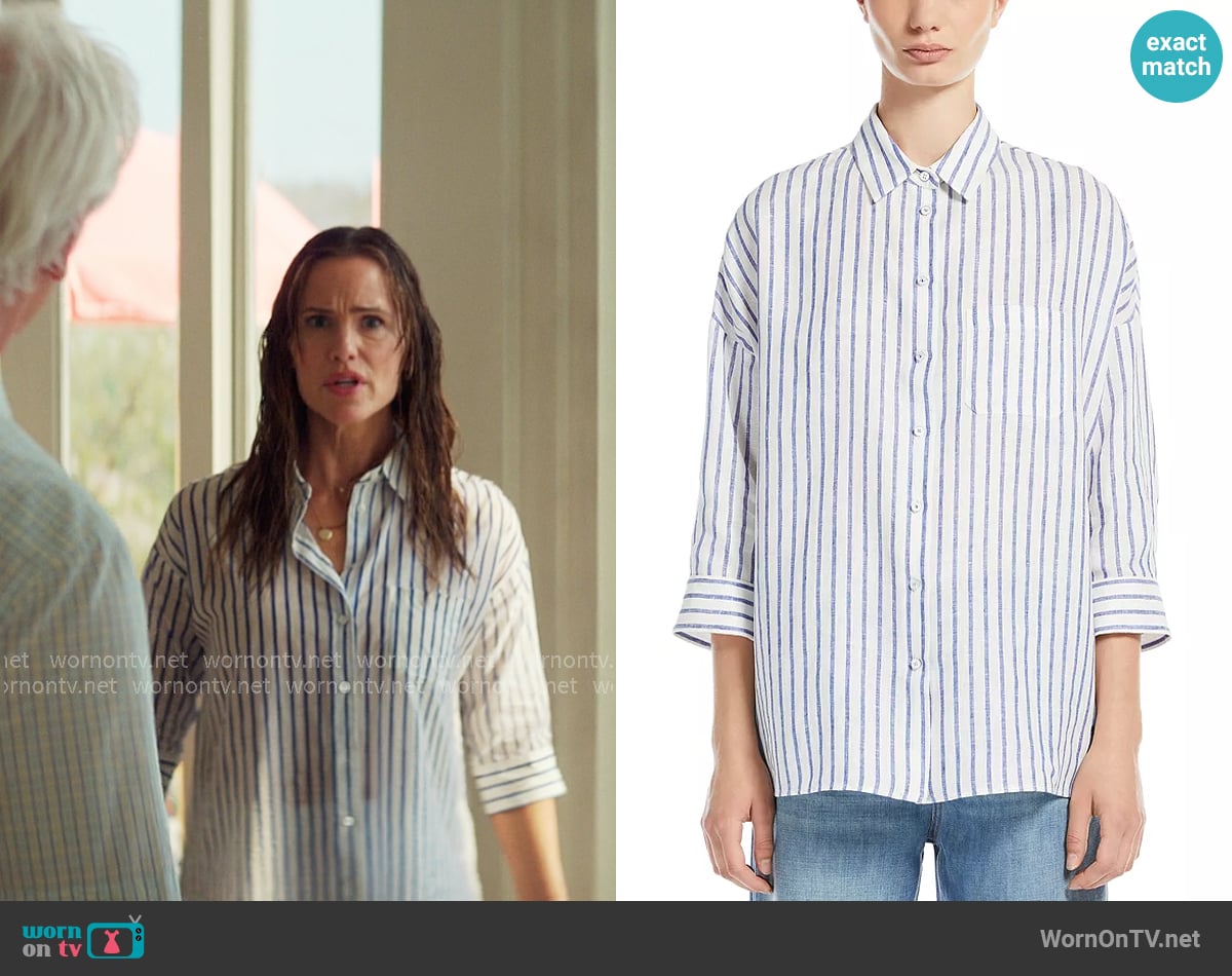 Weekend Max Mara Cantore Linen Shirt worn by Hollis Shaw (Jennifer Garner) on The Five Star Weekend