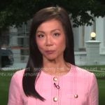 Weijia Jiang’s pink plaid jacket on CBS Mornings