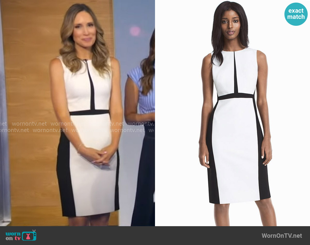 White House Black Market Colorblock Sheath Dress worn by Rhiannon Ally on Good Morning America
