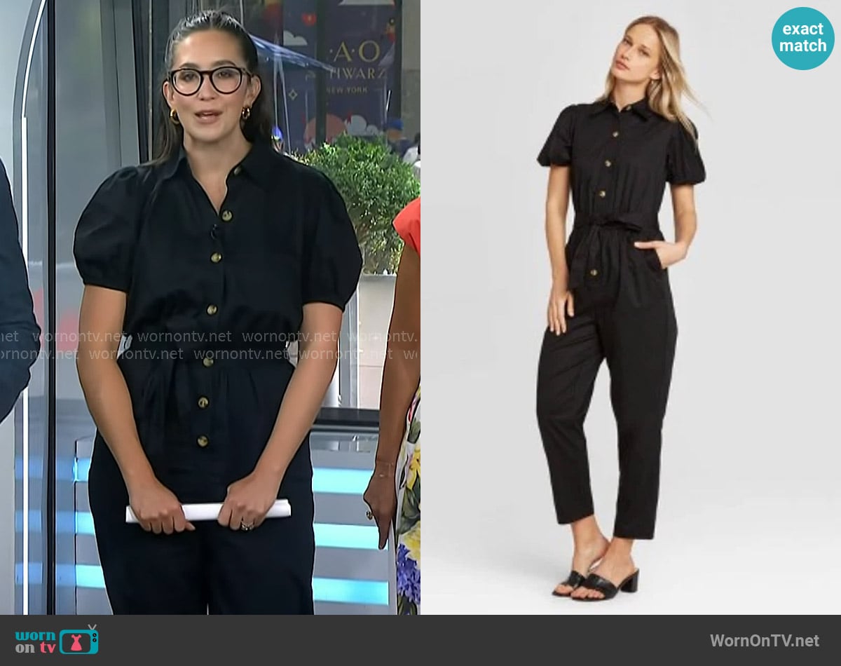 Who What Wear Puff Short Sleeve Collared Jumpsuit worn by Savannah Sellers on Today