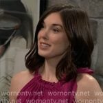 Willow’s magenta tie neck top on General Hospital