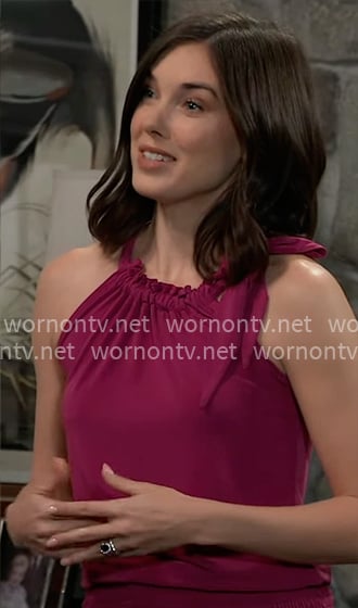 Willow’s magenta tie neck top on General Hospital Willow’s magenta tie neck top on General Hospital