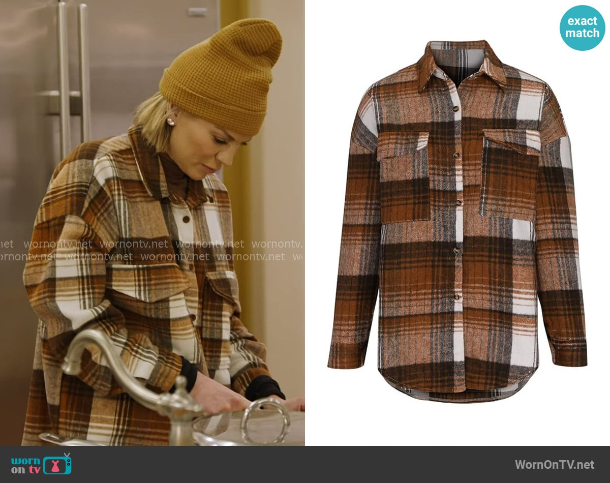 Wool Blend Plaid Shacket Jacket at Amazon worn by Lindsay Hubbard on In The City