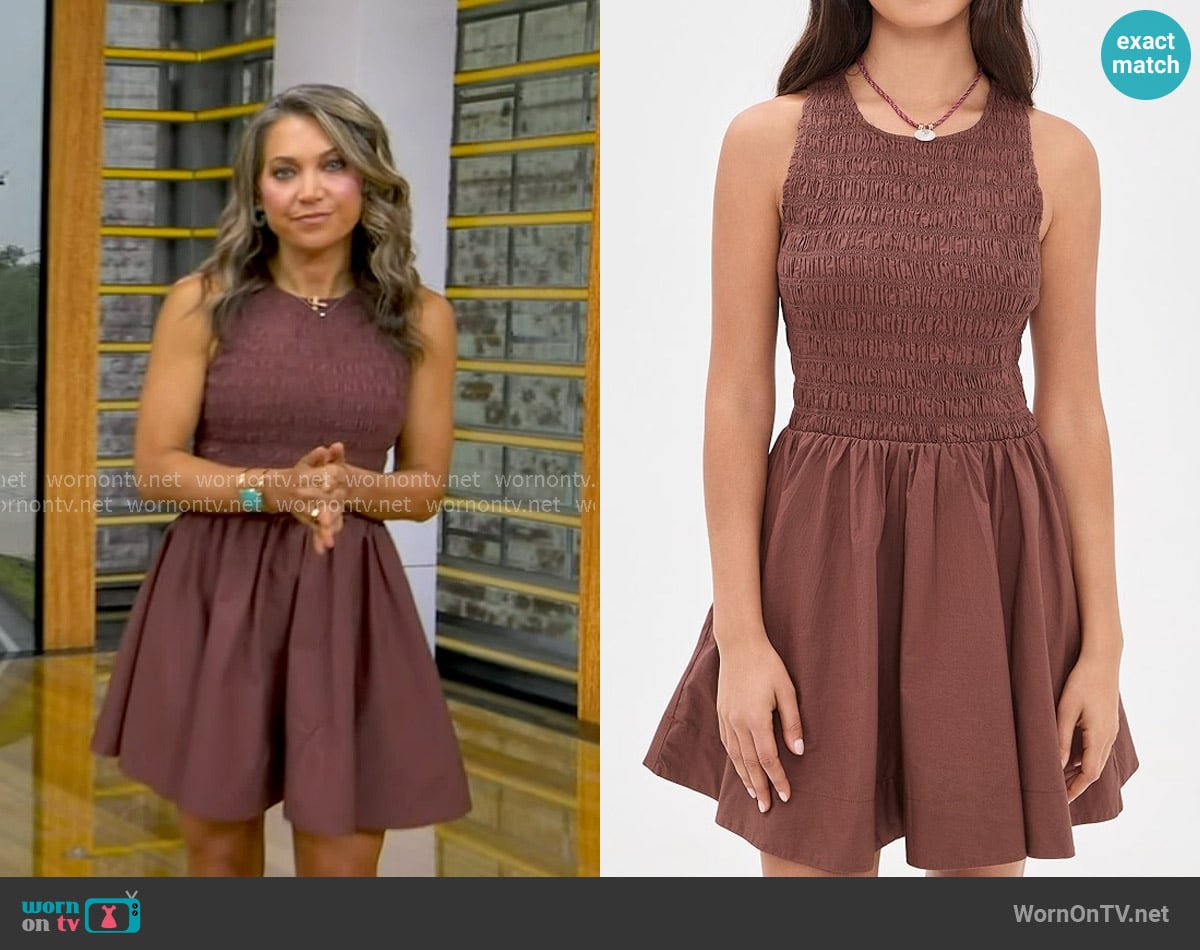 XiRENA Florie Dress in Adobe Brown worn by Ginger Zee on Good Morning America