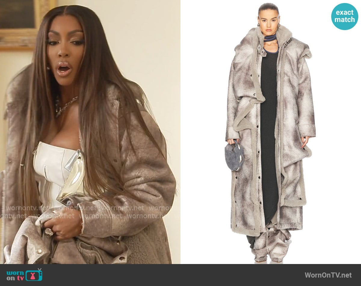 Y/Project Aviator Coat worn by Porsha Williams on The Real Housewives of Atlanta
