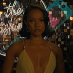 Yellow plunging dress on The Chi