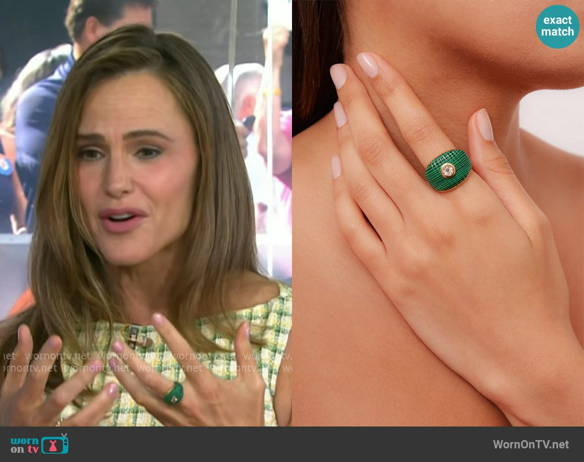 Yvonne Leon Maxi Berlingot Ring in malachite worn by Jennifer Garner on Today
