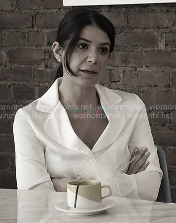 Yvonne’s white feather trim pajamas on In The City