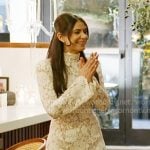Yvonne’s white floral lace mini dress on In The City