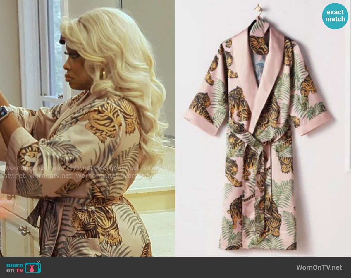 Z Gallerie Tiger Print Robe worn by Phaedra Parks on The Real Housewives of Atlanta