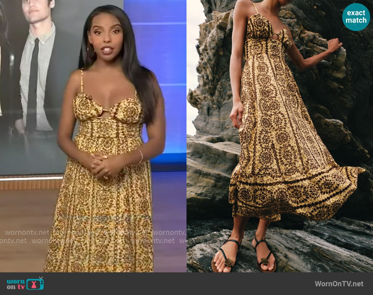 Zara Cut-Out Embroidered Eyelet Midi Dress worn by Mona Kosar Abdi on Extra