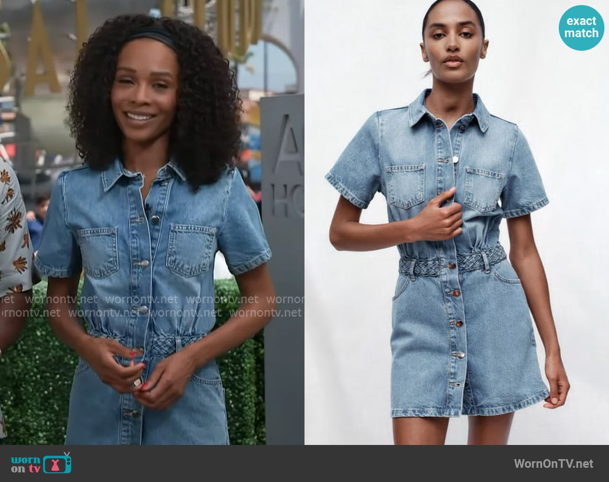Zara Denim shirt dress worn by Zuri Hall on Access Hollywood