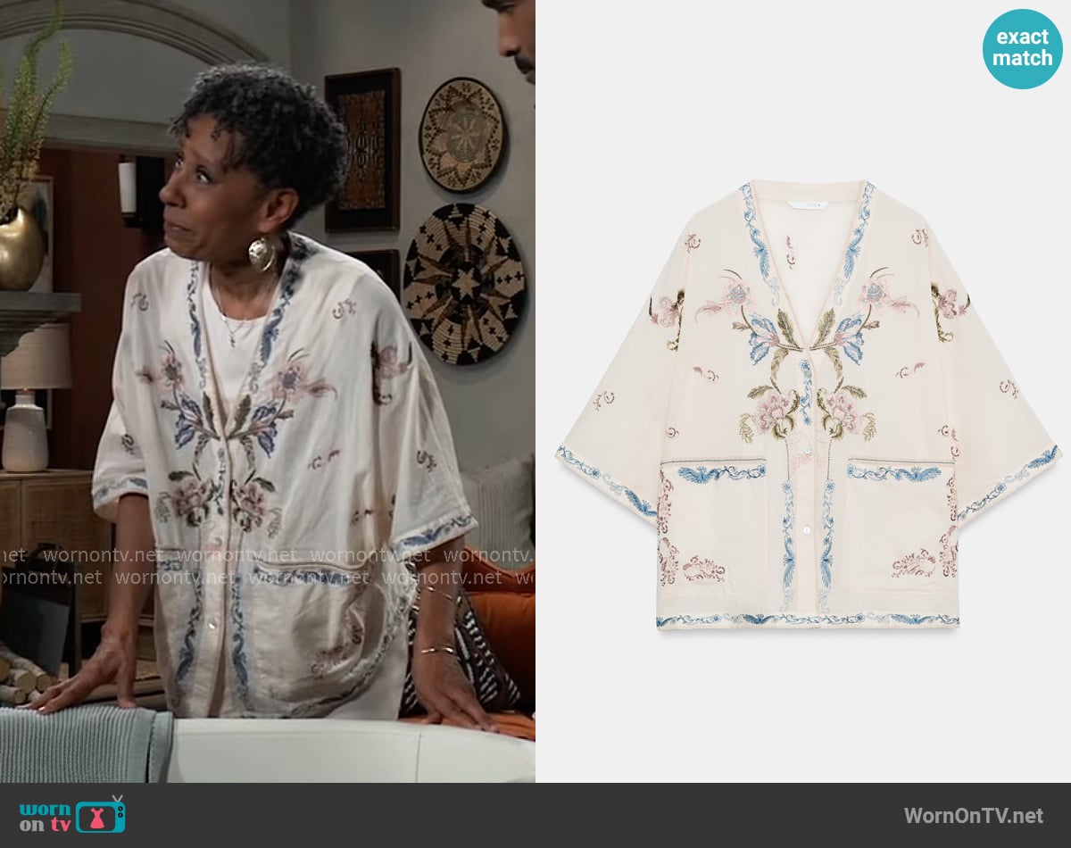 Zara Embroidered Shirt worn by Stella Henry (Vernee Watson) on General Hospital