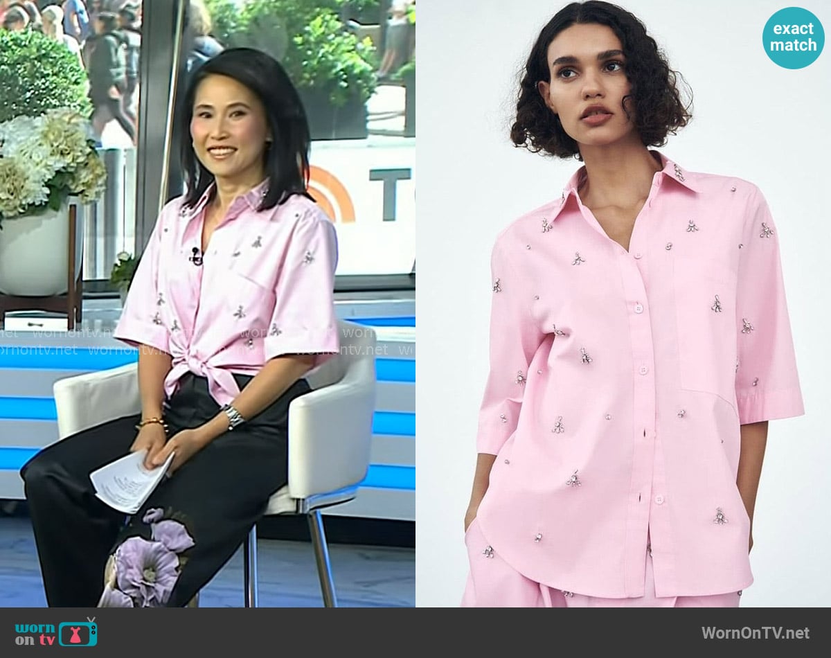 Zara Jewel Poplin Shirt worn by Vicky Nguyen on Today