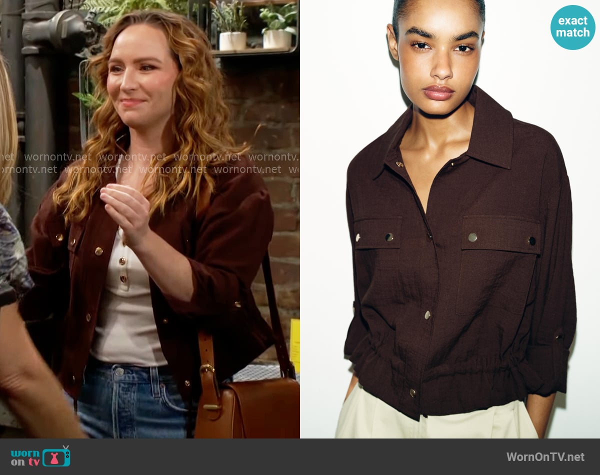 Zara Rolled Sleeve Safari Jacket worn by Mariah Copeland (Camryn Grimes) on The Young and the Restless