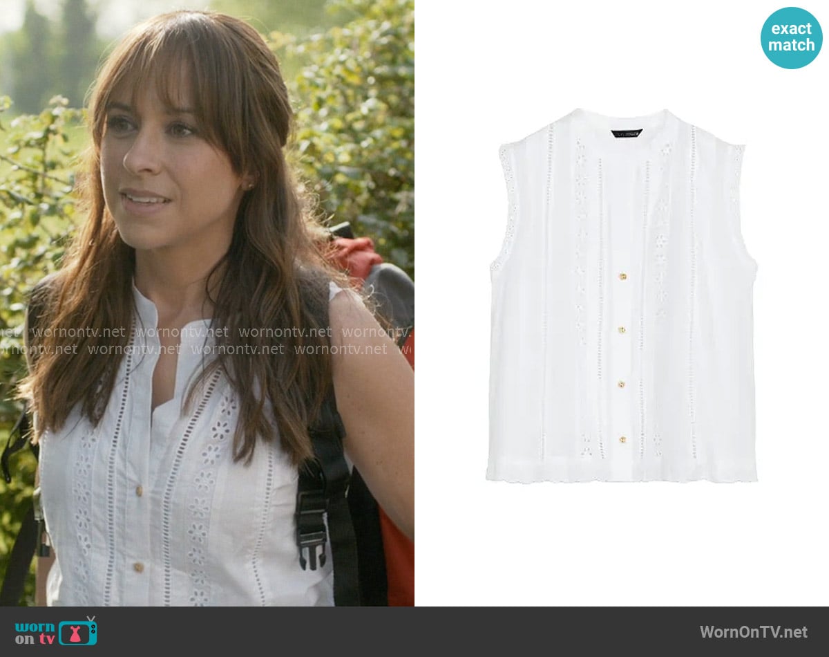 zara Romantic Lace Insert Top worn by Chelsea Martin (Lacey Chabert) on Paris is Always a Good Idea