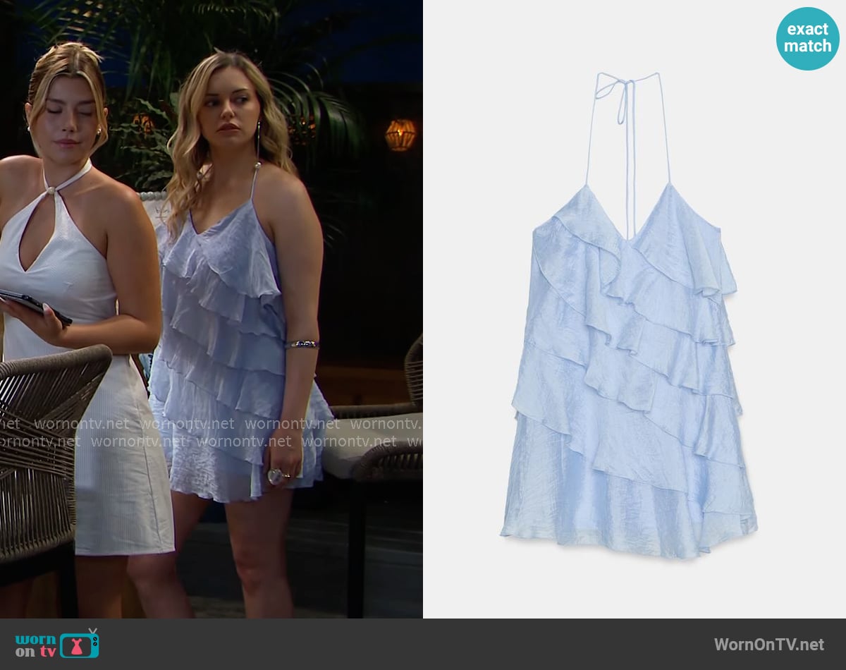 Zara Ruffled Short Dress worn by Shelly (Sandie Cameron) on The Bold and the Beautiful
