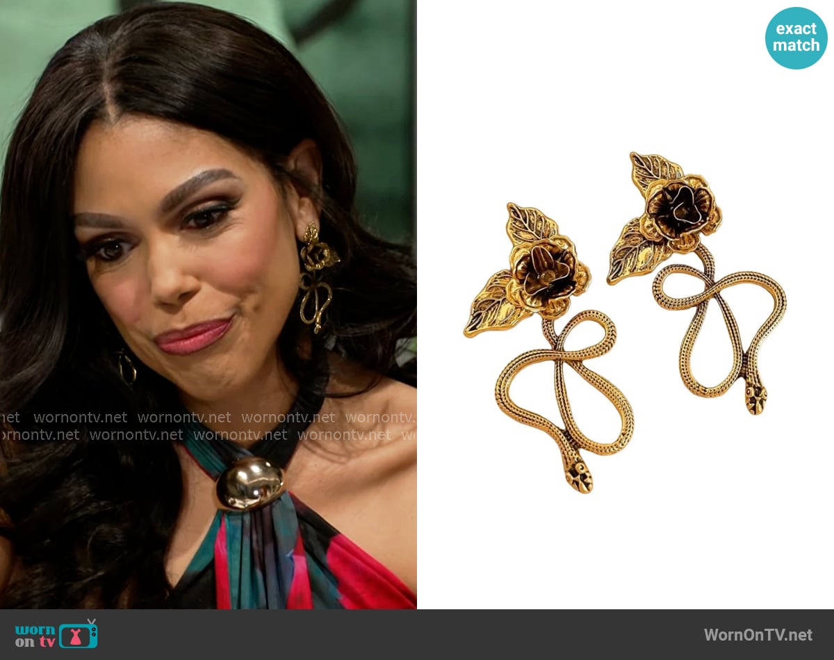 Zara Snake Rose Earrings worn by Dani Dupree (Karla Mosley) on Beyond the Gates